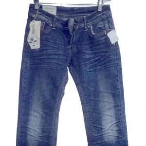 Distressed Machine Jeans Cool Italian Low Boot Leg